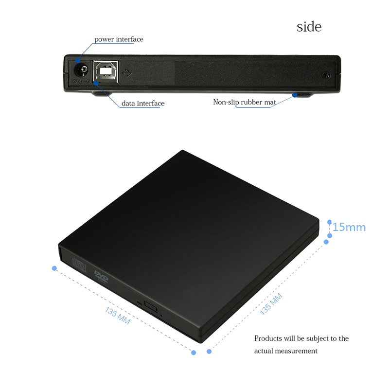 Externe Dvd Drive Optische Drive Usb 2.0 Cd Rom Speler Cd-Rw Brander Schrijver Reader Recorder Portable Voor Laptop windows Pc