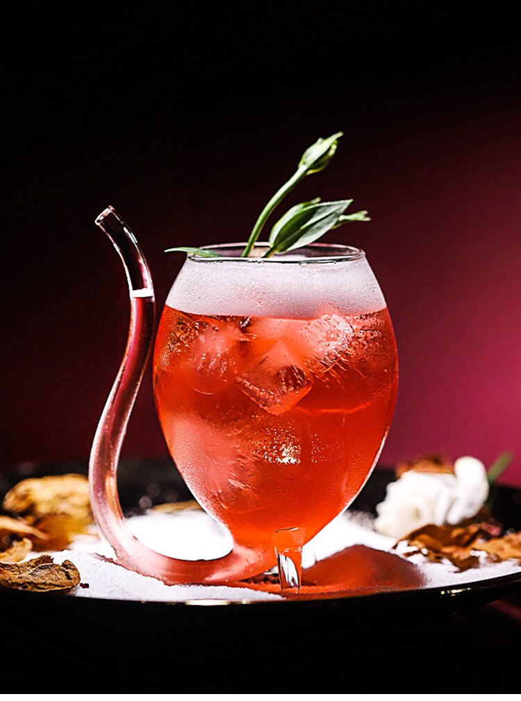 vampire glass long mouth crystal glass wine glass spirit mouse cup high temperature resistant goblet straw juice cup