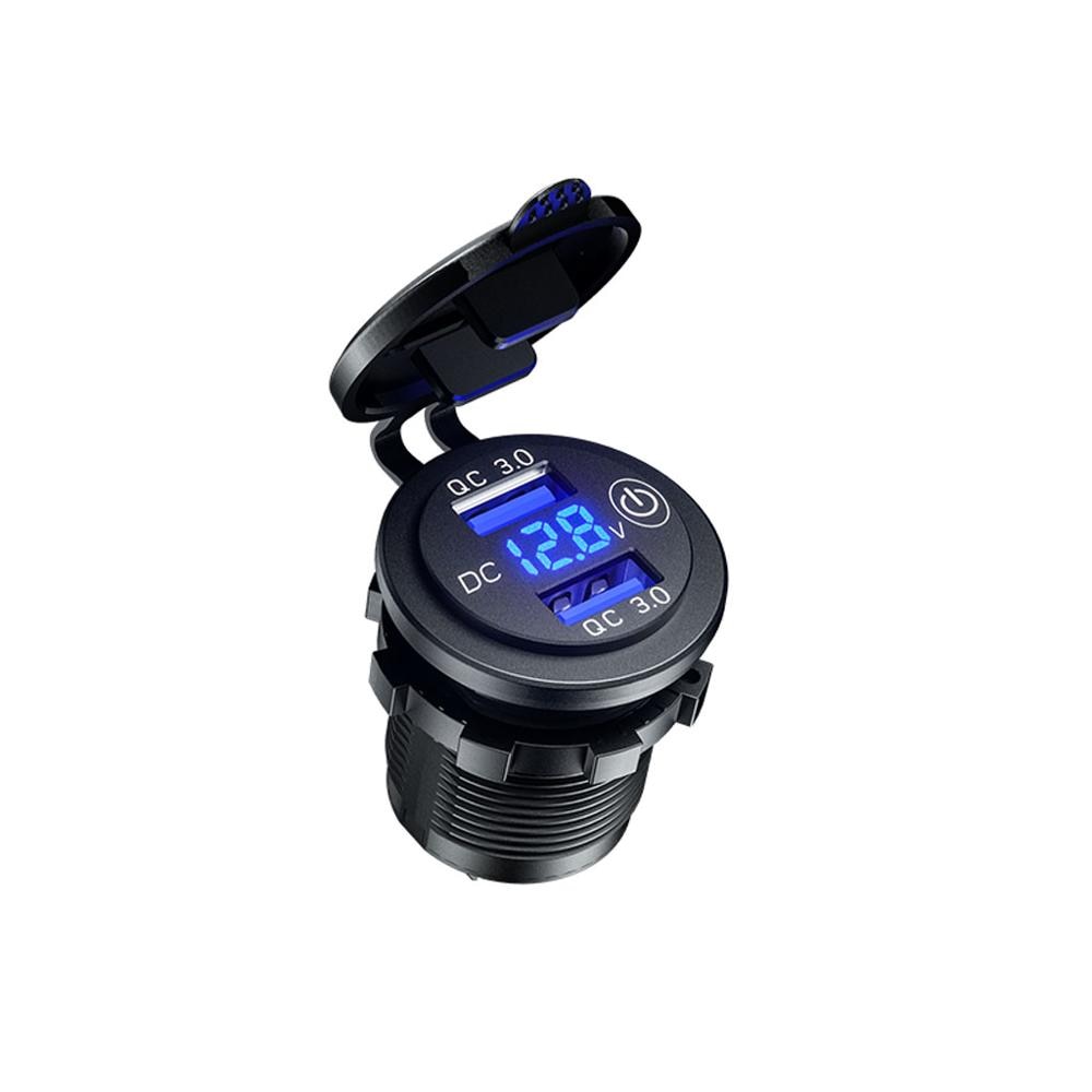12v usb-  qc3.0 -autoladebuchse mit touch-schalter, led-voltmeter 24v wasserdichtem netzteil für lkw, suv und bootsmotoren