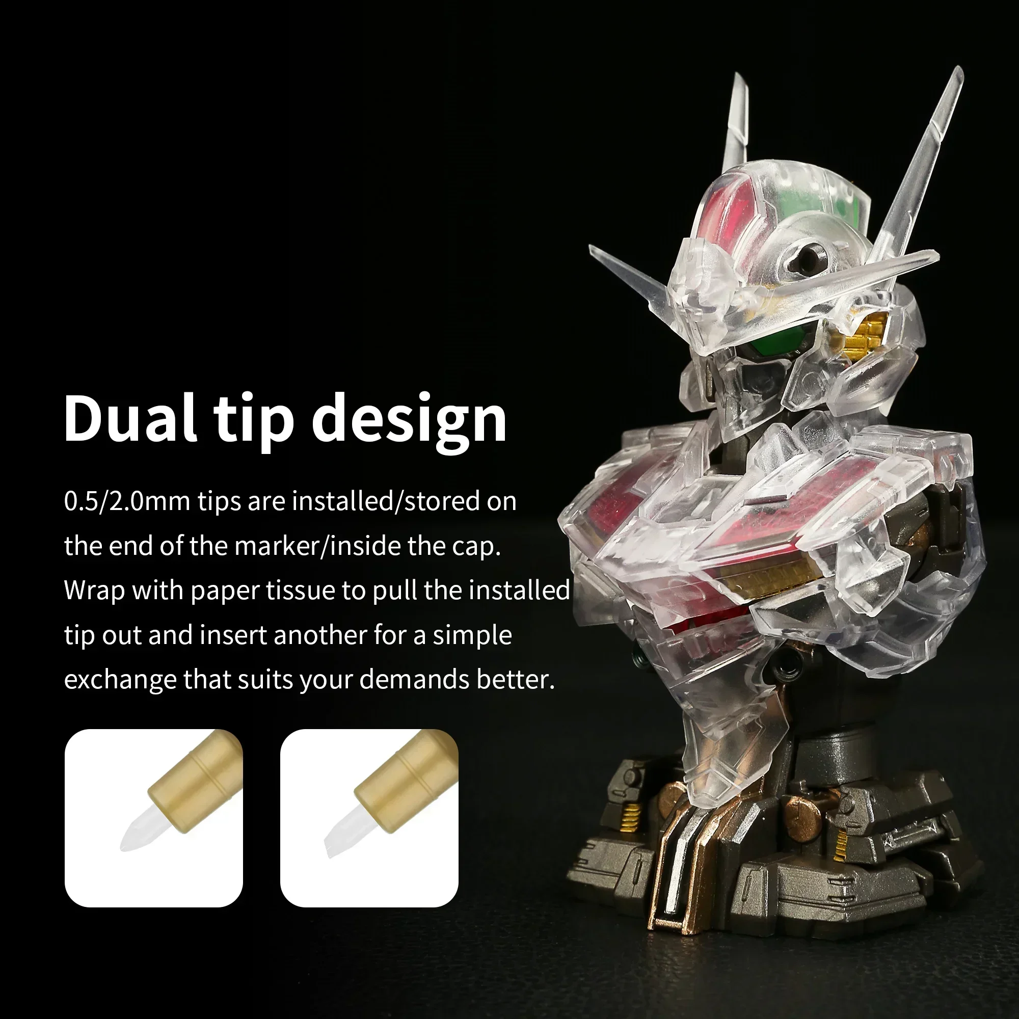 DSPIAE MKA-Stylo pinceau super métallique pour modèle Gundam Mech, 12 couleurs, tête souple à base d'eau, respectueux de l'environnement exécutif