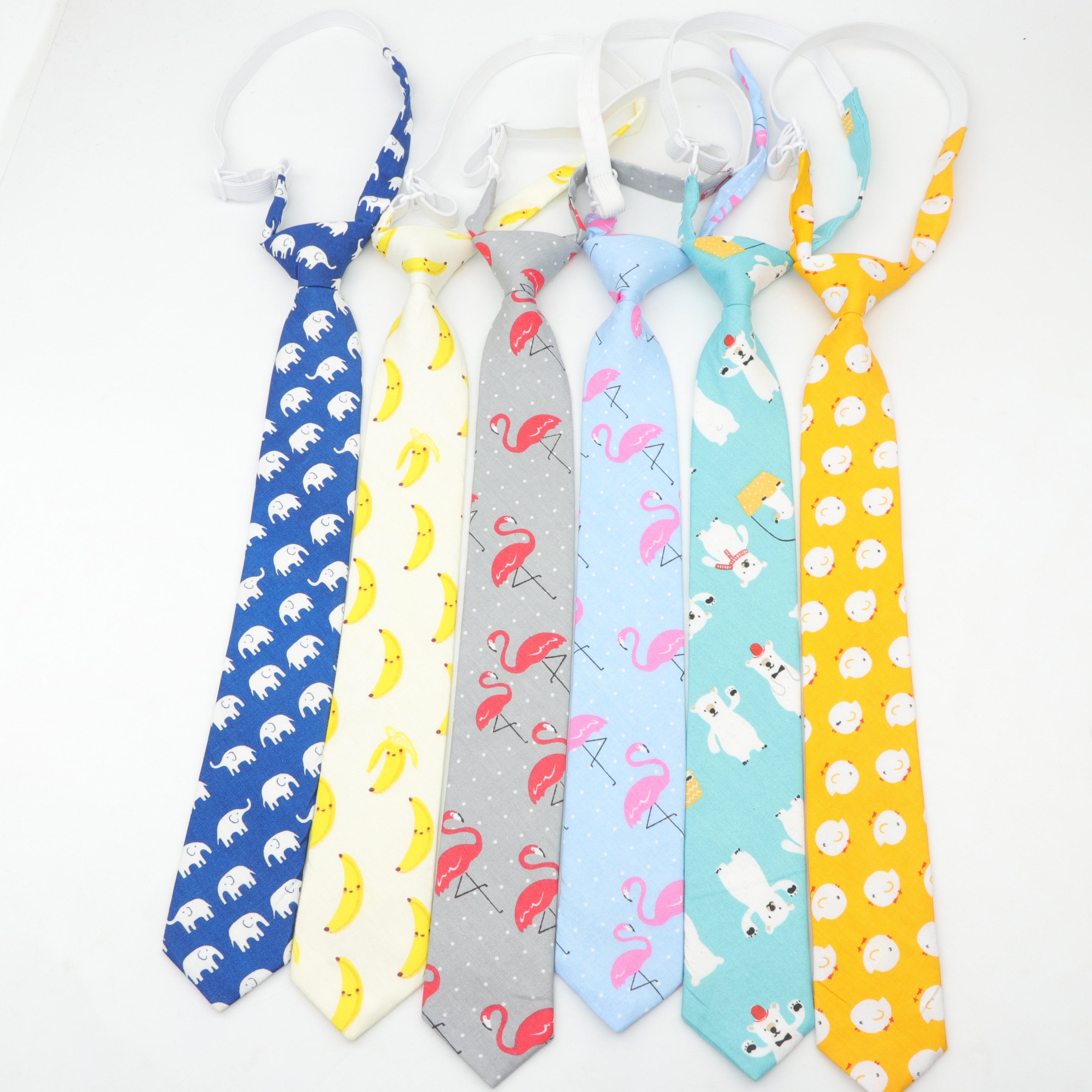 Cravate en coton coloré pour enfants, 5cm de largeur, chien canard, fruits, cravates pour garçons, mince, étroite et épaisse