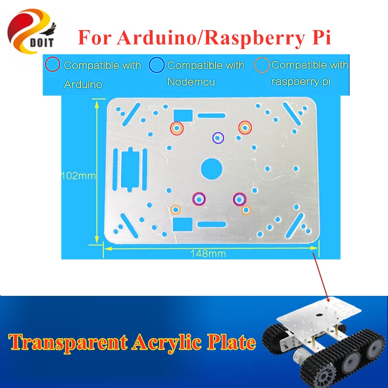 DOIT Niedrigen Preis Transparent 148*102mm Acryl Platte für Arduino, Raspberry Pi, Kunststoff Rahmen, smart Auto Chassis