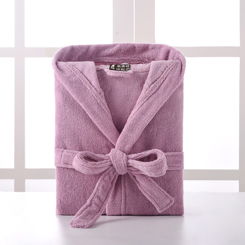 Hooded Bathrobe Men 100% Cotton Long Terry Towel Big and Tall Towel Bathrobe Male Terry Cloth Bath Robe Sleeping Dressing Gown: Purple / XL(180-190cm)