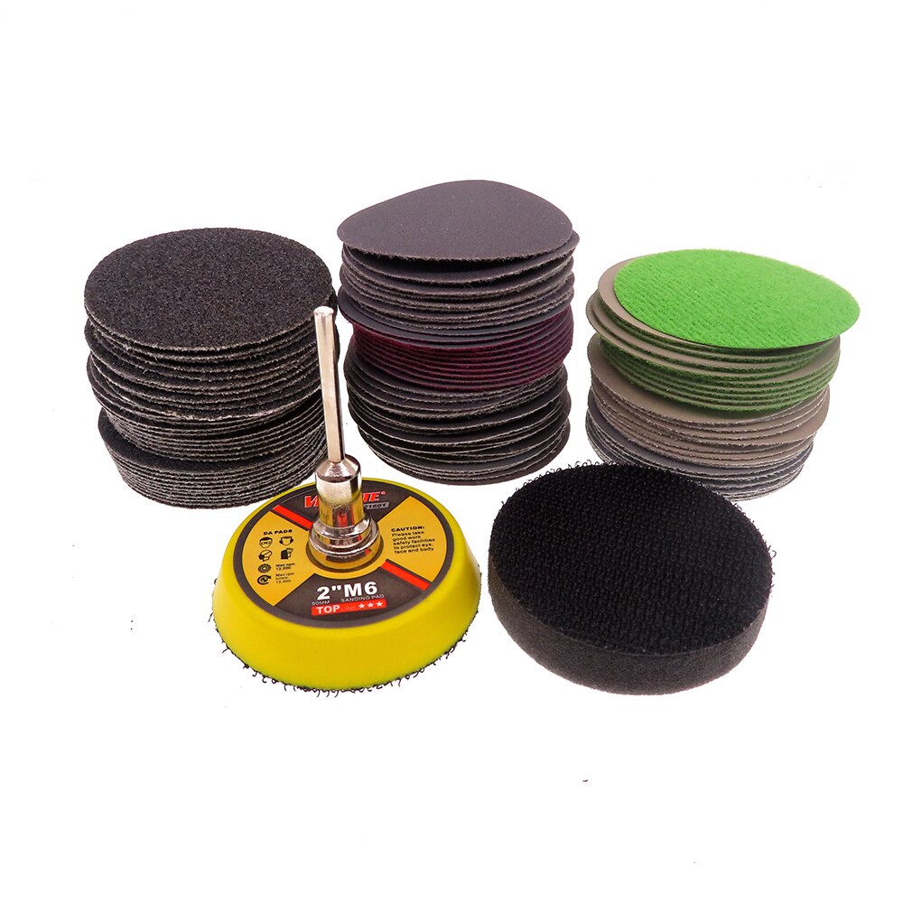 100pcs Wet Dry Sandpaper Assortment 80-7000 Grit Sander Disc 2inch 50mm With Hook and Loop Sanding pad for Wood