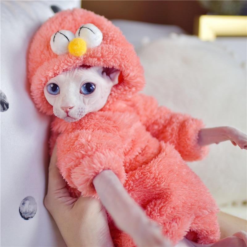 Duomasumi Warm Dubbele Berber Fleece Trui Kat Kleding Sphynx Kat Outfits Comfort Verdikte Winter Haarloze Kat Kleding: Roze / Xxl