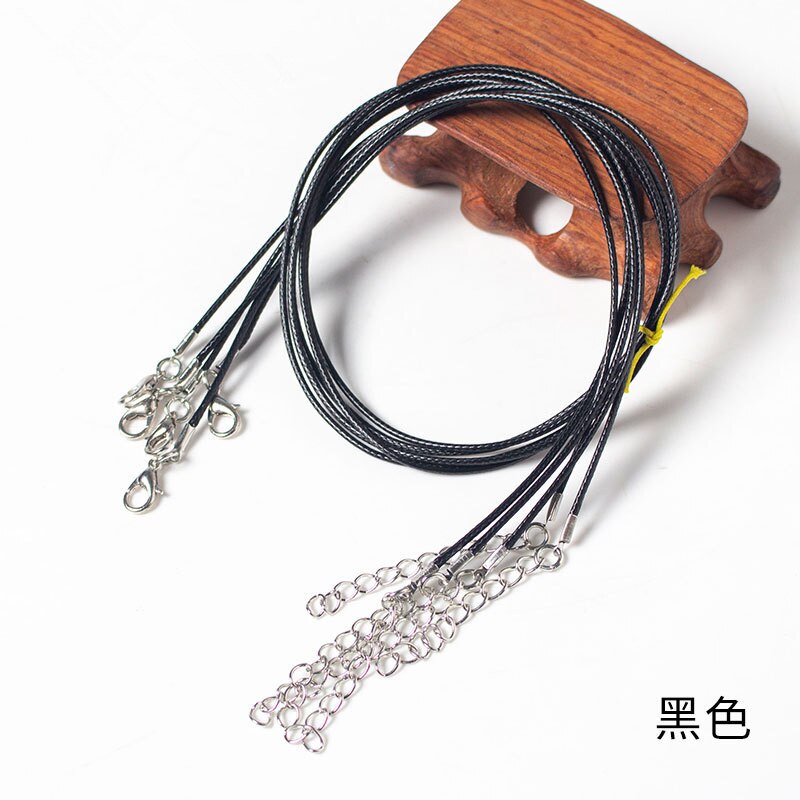 10/20/50 Uds. Colgante de collar de cordón de cadena de cuerda de hilo encerado de cuero colorido para manualidades de joyería de cuerda con cierre de langosta hecho a mano: S / Transparente