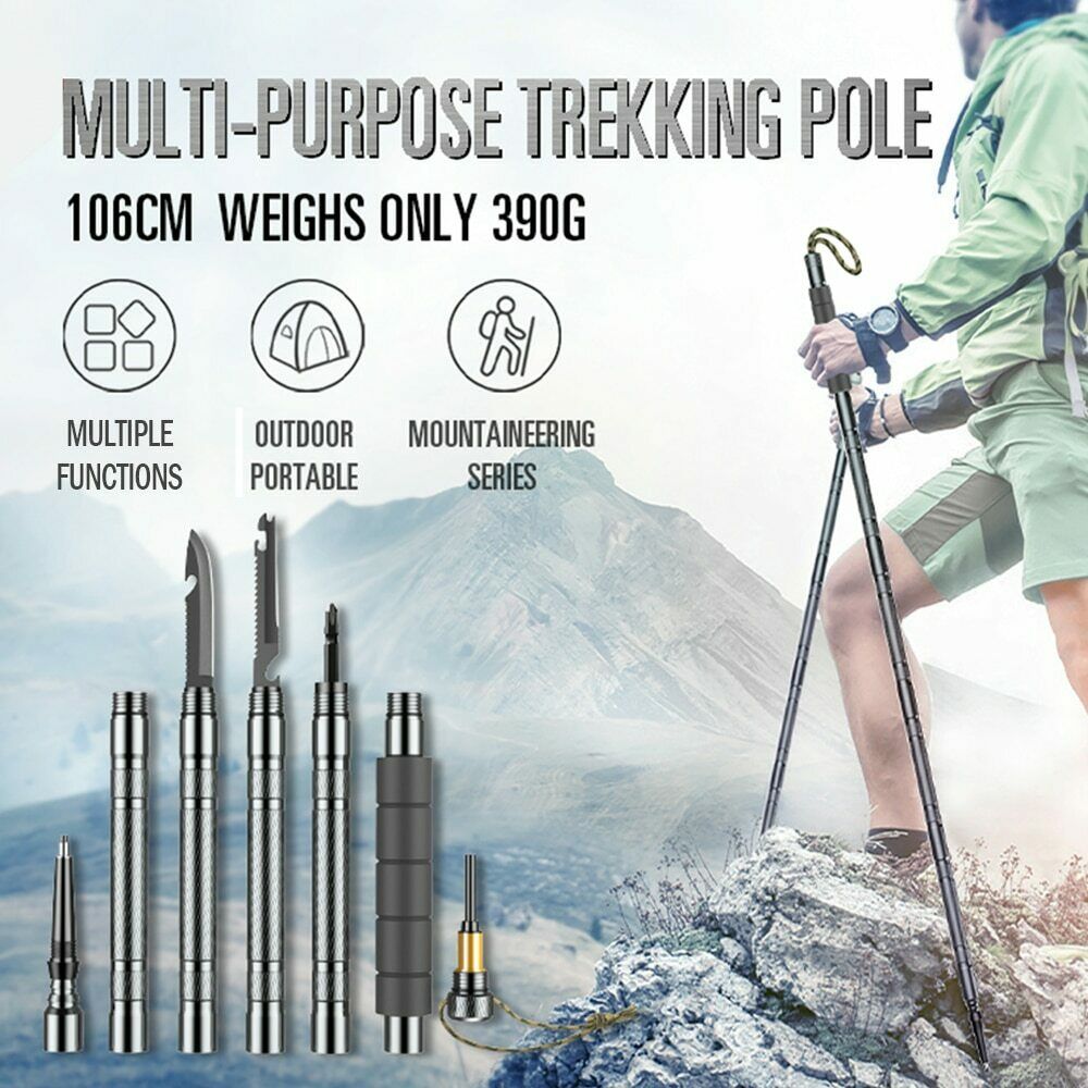 Multifunction Outdoor Trekking Pole Nordic Walking Stick Ultralight Sports Camping Mountaineering Hiking Fishing Skiing tools