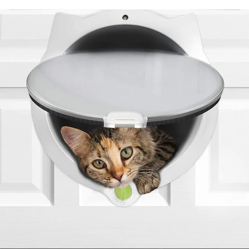 Valla de puerta para gatos, solapa de bloqueo de 4 vías para puertas interiores y exteriores, pared o Puerta de control inteligente oculta