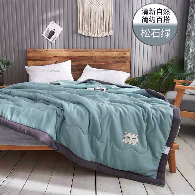 Sf ren farve stil quilt fyldt forår efterår dyne tæppe sengetøj filler luksus sommer dyne dyne 200*230cm: Lysegrøn / 200cm 230cm 1.4kg