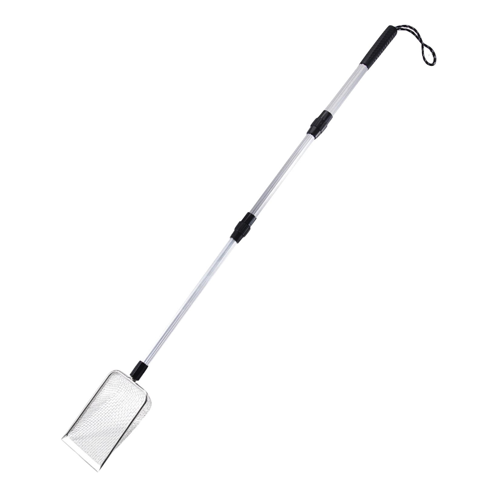 Cat Litter Shovel With Extended Handle Stainless Steel Climbing Pet Shovel Beach Shovel Toilet Pickup: M / WHITE