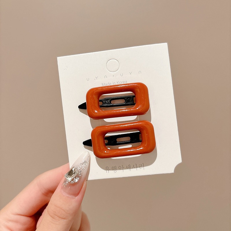 2Pcs Korean Style Hair Clips Simple All Match Light Weight Hairpin Morandi Color Square Hair Barrettes Girl Hair Accessories: Red