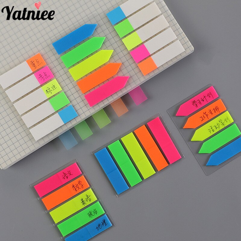 Yatniee 3 Packs Memo Pad N Times Sticky Notes Fluorescerende Zelf Kleverige Notepad Leuke Planner Stickers Bookmark Briefpapier Supply