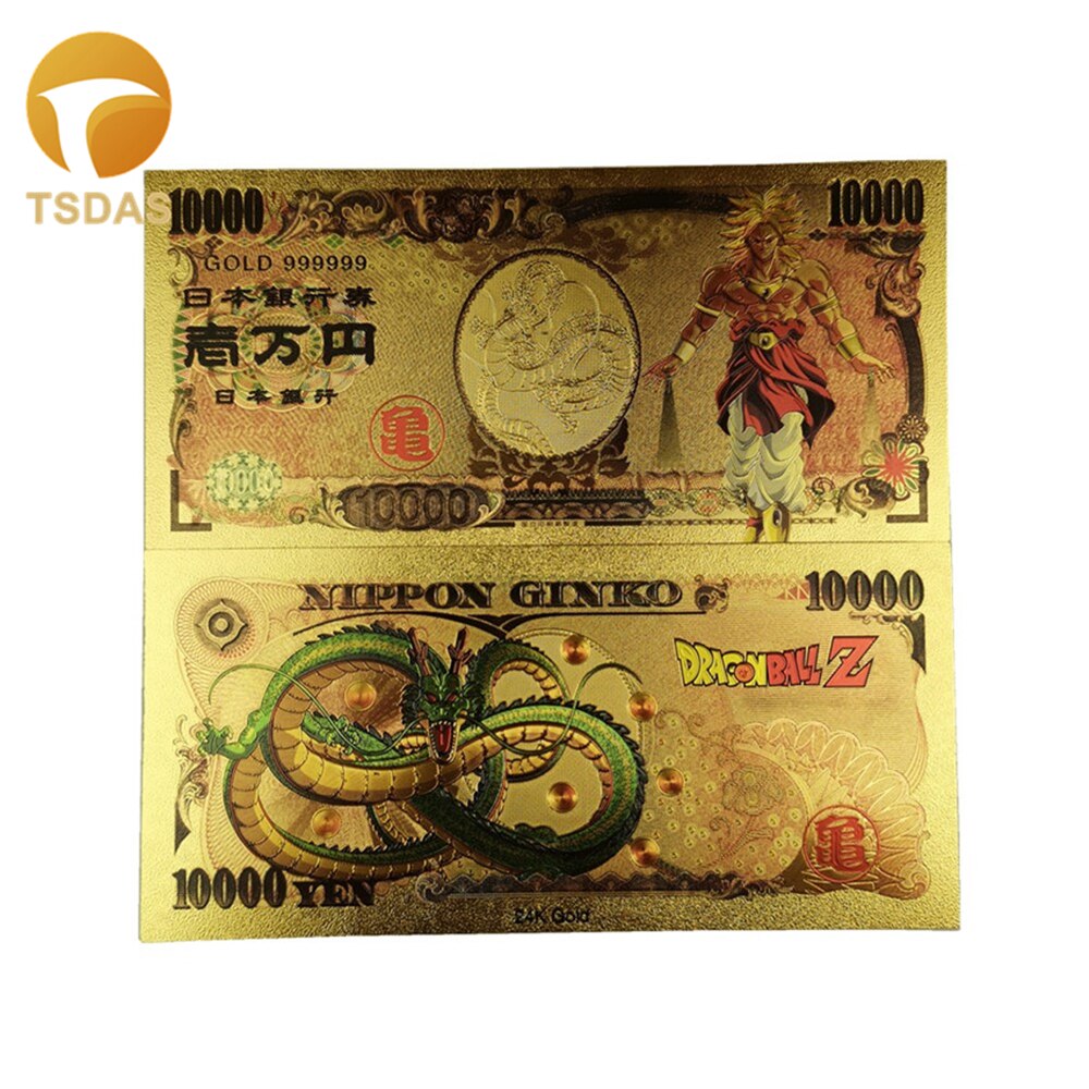A coleção colorida da cédula do ouro caçoa presentes japão dos desenhos animados a cédula japonesa 1000000 24k chapeou ouro dinheiro falso: 9
