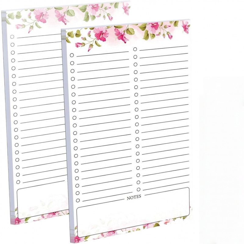 1pc Pink Flowers Magnetic Refrigerator Notepad，Portable Magnets Memo，Home Kitchen Shopping List Student Office Plan Notepad