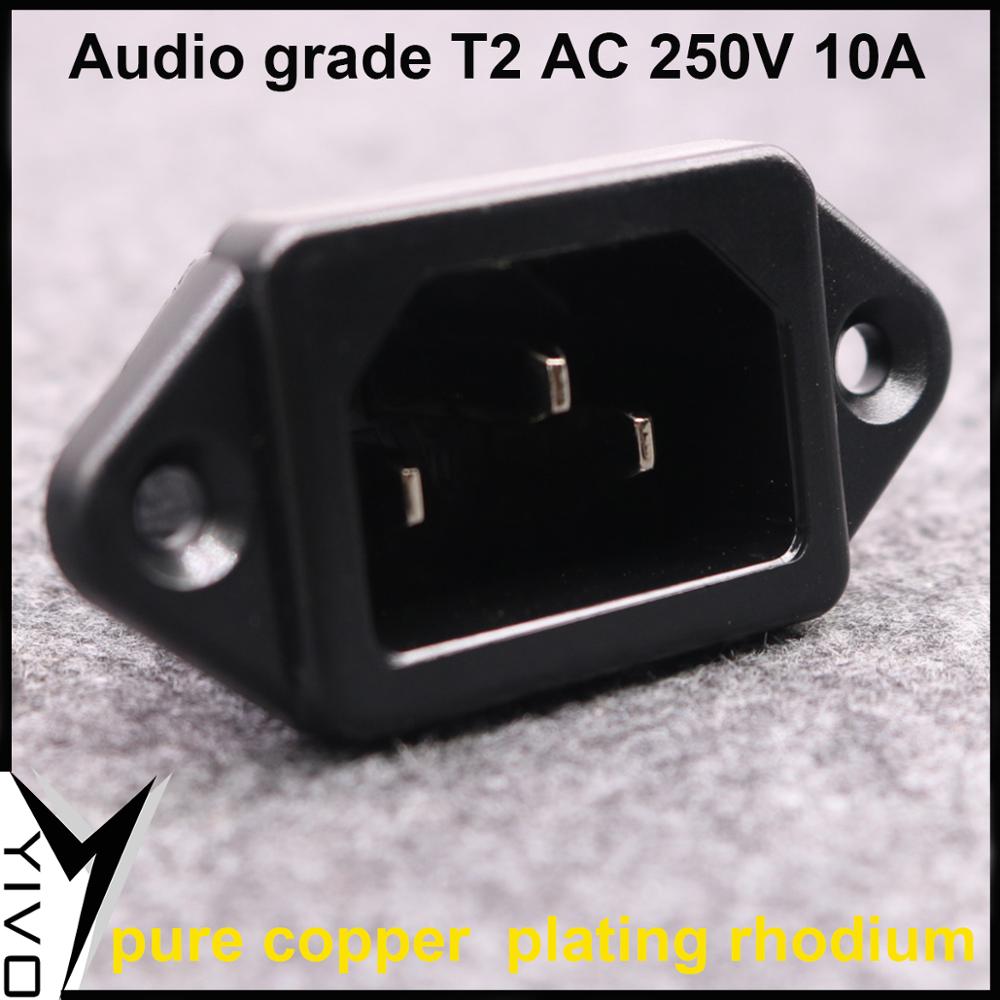 4-Piece YIVO Audio Grade T2 AC Power Socket - Brass Copper Rhodium Plated IEC Inlet Plug