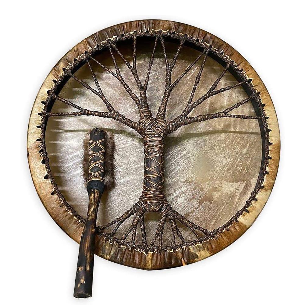 Mini 25cm Schamanen Trommel Baum Des Lebens Sibirischen Trommel Geist Ornament Ostern Dekoration Musik Handgemachte Musik Yoga Hause d5t1