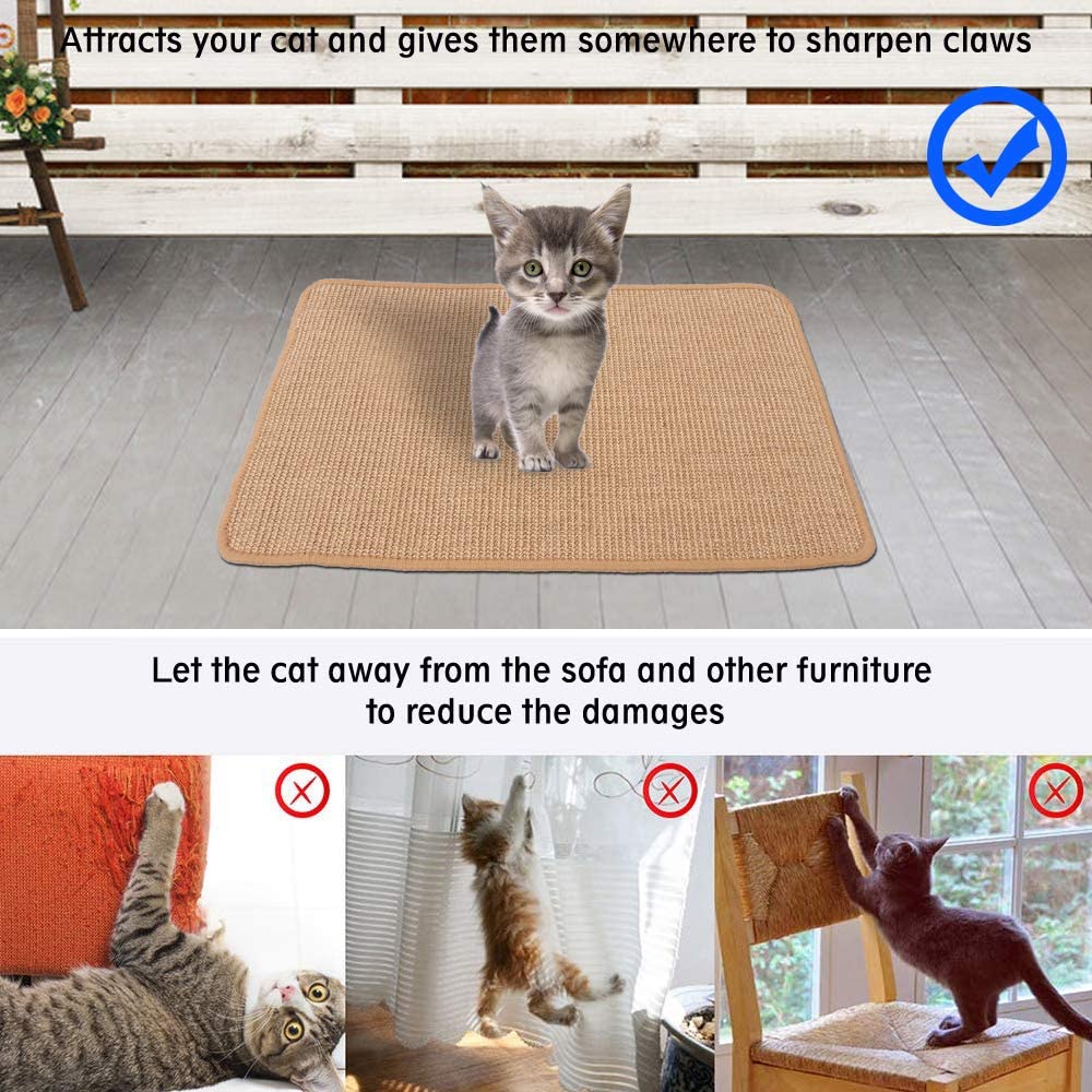 Cat Scratching Mat Natural Sisal Cat Scratch Rug Mat Anti Slip Cat Scratcher Claw Pad Sleeping Carpet Kitty Toy Protect Sofa