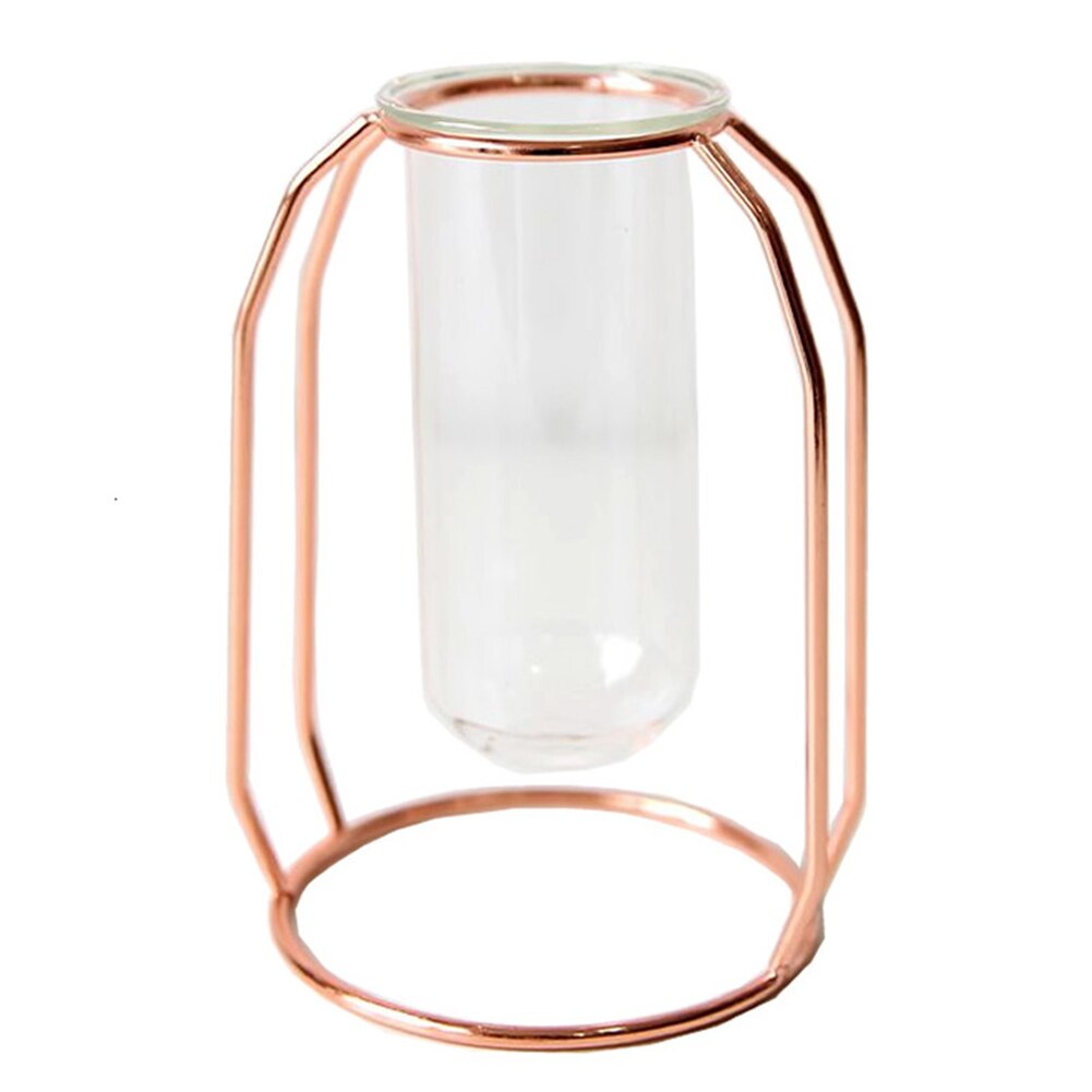 Metall provrör vas planterar terrarier dekorationer för vardagsrum inredning lbshipping: Roséguld -s