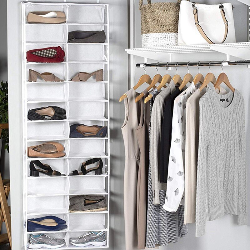 26 Pocket over the Door Shoe Organizer Hanging Shoe Shelves Closet Organizer 26 Pockets