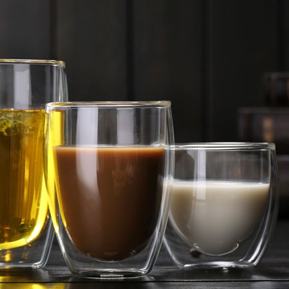 450ML Heat-resistant Double Wall Glass Tea Cup Coffee Cup Mugs Transparent Insulation Beer Glasses Cups Beer Mug Cup Drinkware