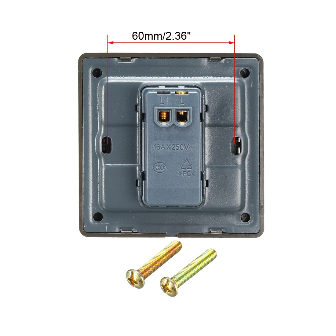 uxcell Doorbell Push Button Switch Wall Mounted Resettable Square Silver Tone AC 250V 16A Stainless Steel Panel 86mmx86mm