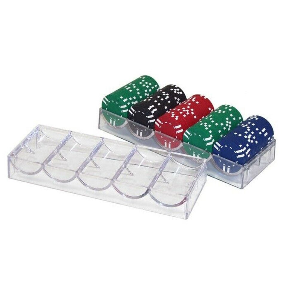 Transparent Acrylic Poker Chips Tray Display Case Box 100 Chips - No Lid