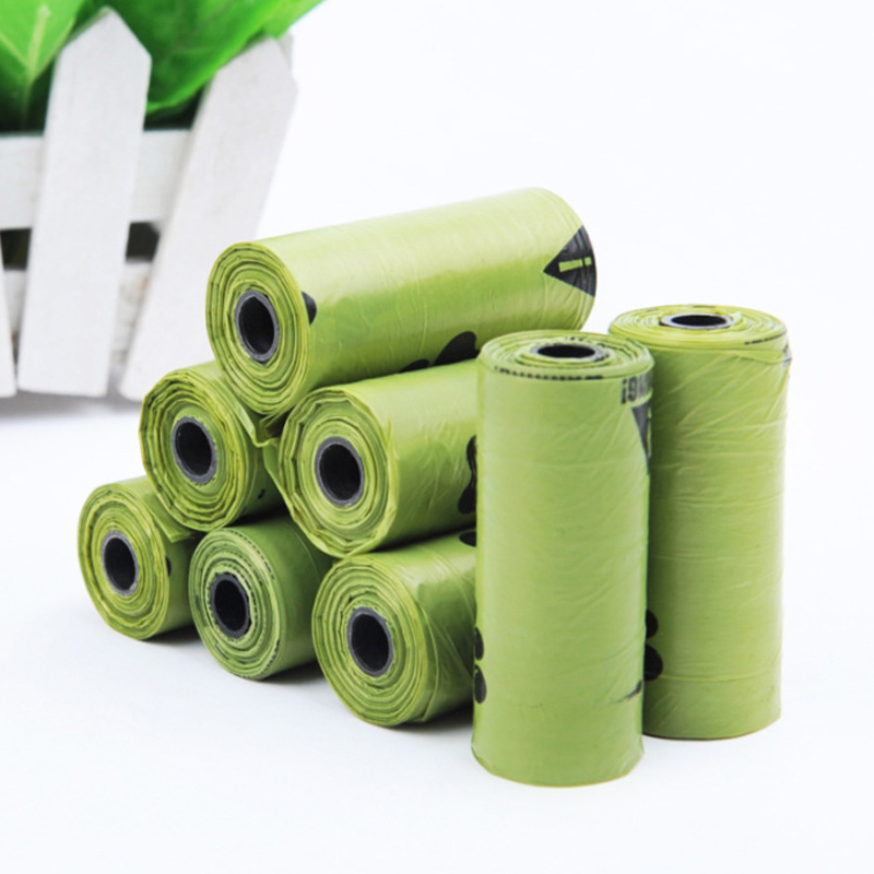 15 pièces (rouleau)/Lot vert Pet déchets caca sac nettoyer recharges merde cueillette chien caca sacs protection de l'environnement matériel