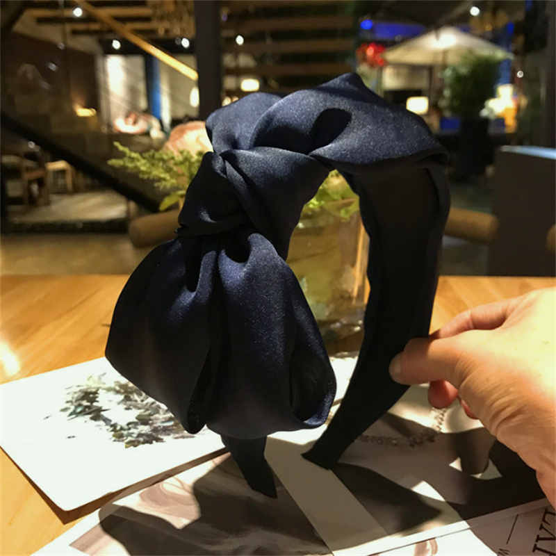 Gorgeous Bowknot Hairbands For Women Wide Headbands Girl Hair bands Female Hair Hoop Headwear Hair Accessories: Lavender