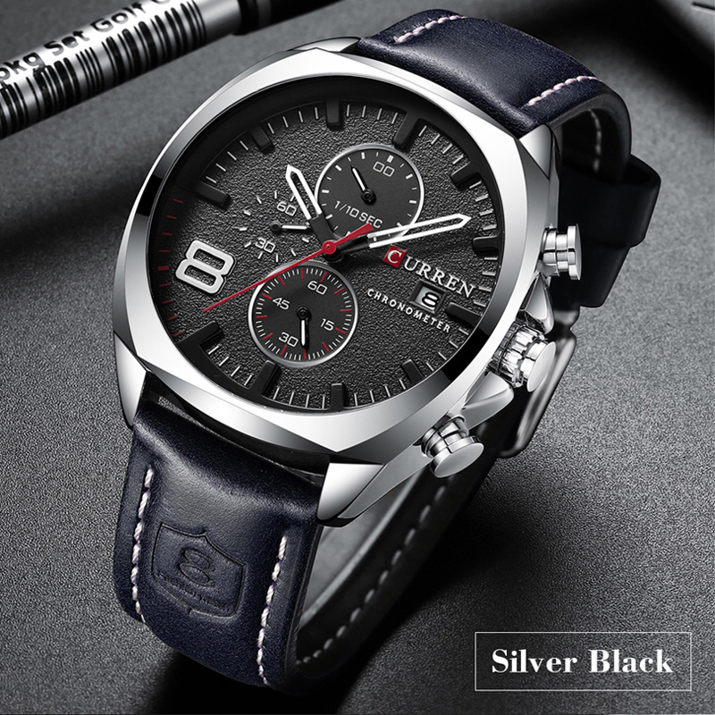 Curren Mannen Kijken Topmerk Luxe Chronograaf Horloges Lederen Waterdichte Sport Kalender Horloge Relogio Masculino