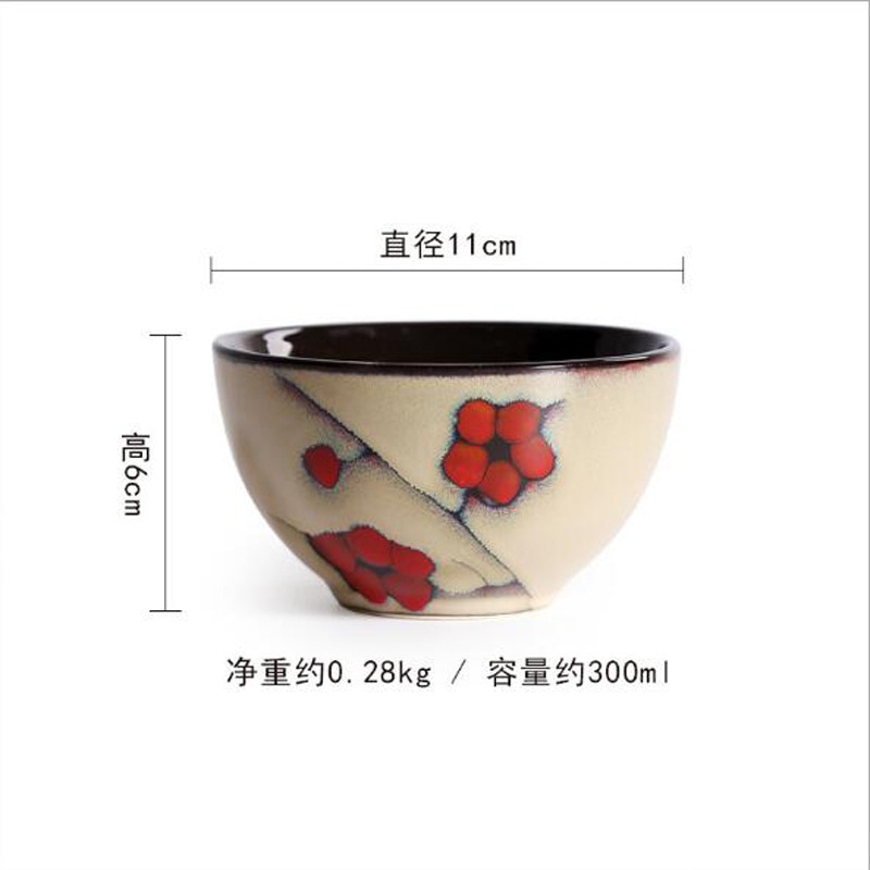 Korean Day Boutique Ceramic Tableware Hand-painted Plate Bowl Pastoral Style Red Round Underglaze Series Noodle Bowl: Small rice bowl