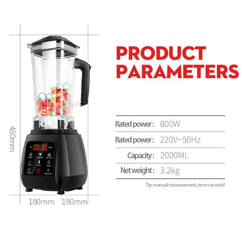 2L Automatic Touchpad Blender Mixer Juicer High Power Food Processor Ice Smoothies Fruit220V
