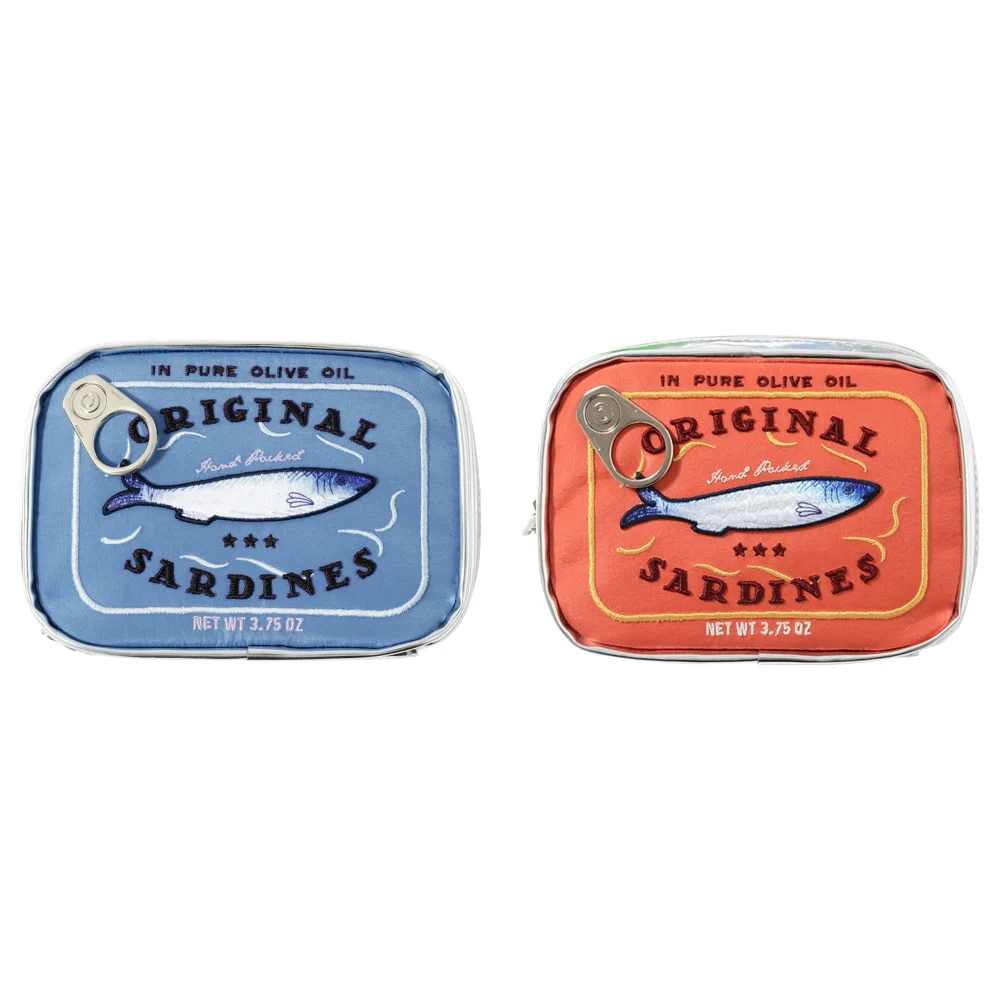 Bolsa de cosméticos bonita con forma de latas de sardinas, paquetes divertidos, bolsa de aseo portátil creativa, bolsas de maquillaje pequeñas y suaves con cremallera a la: Transparente