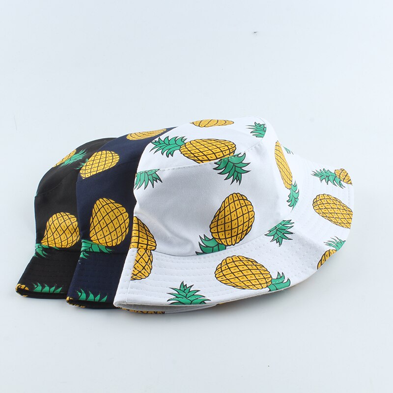 Panama bucket hat menn kvinner sommer bucket cap ananas banan trykk fisker hatt bob hiphop gorros reversibel fiske lue