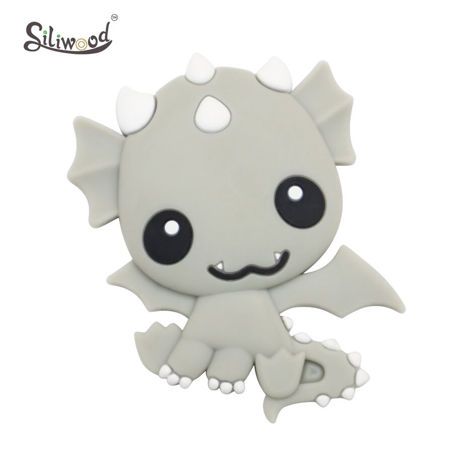 1PC BPA Free Silicone Teethers Easter Egg Baby Teething Necklace Toy Food Grade Silicone Cartoon Nursing Tiny Rod Baby Teether: TR033-14 Light Grey