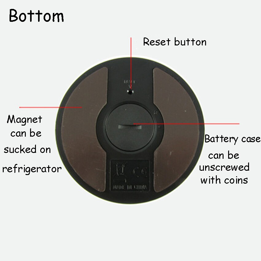Kitchen Refrigerator Magnetic Timer Rotary Timing Reminder Countdown Alarm Clock ABS Round Digital Timer Schedule Management