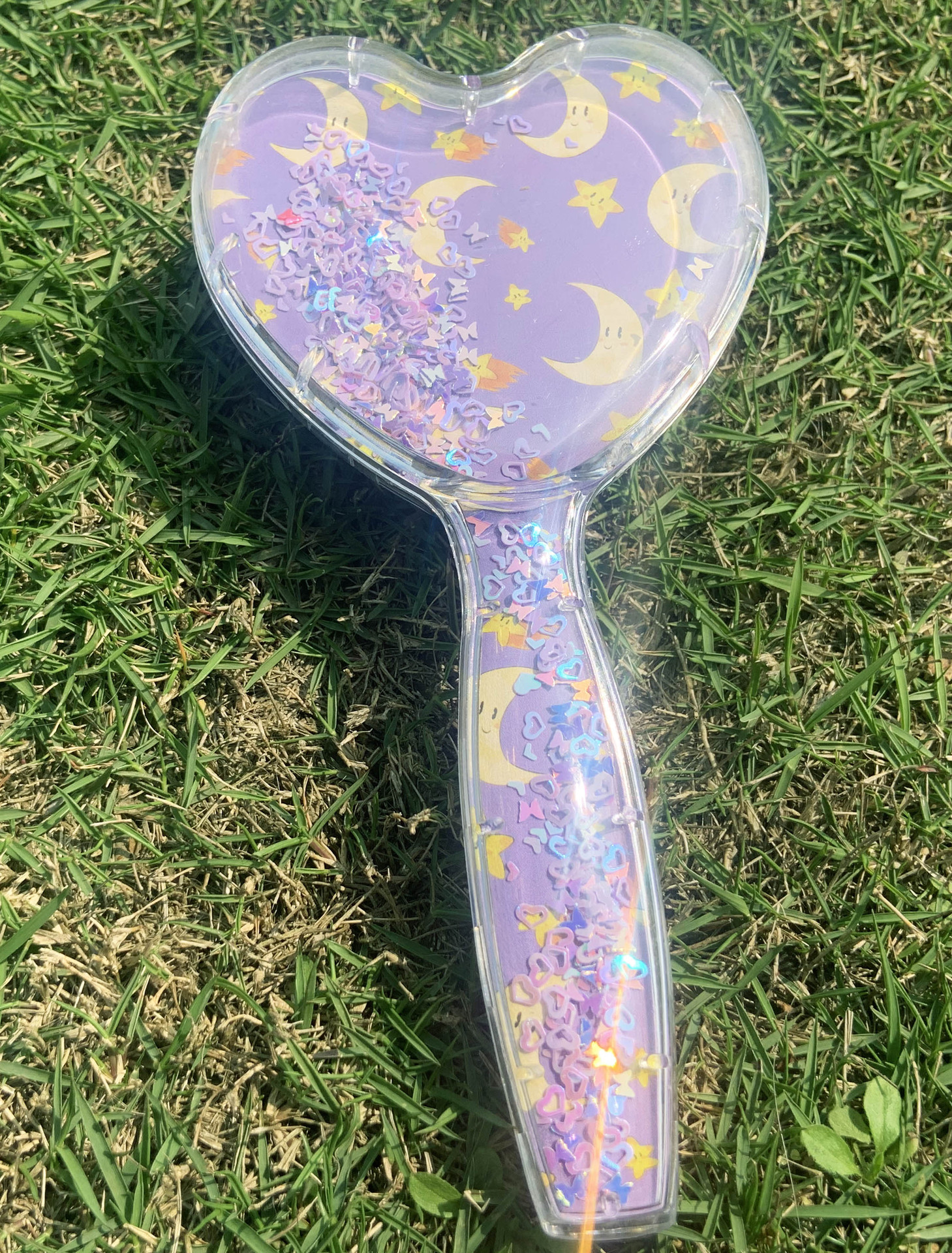 Cute Heart Hairdressing Comb for Kids Anti-knot Massage Hair Comb for Children Girls Cartoon Unicorn Flowing Stars Hair Comb: purple heart