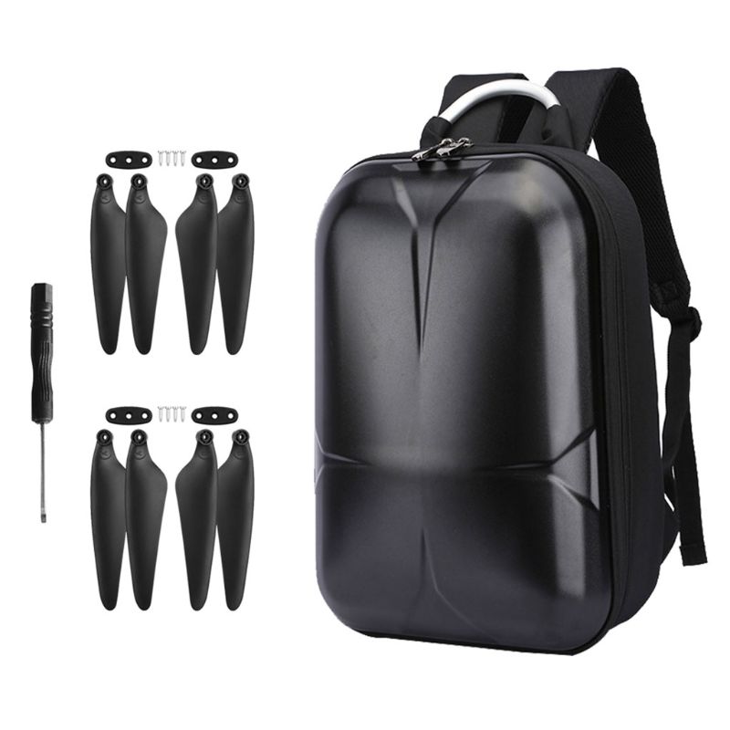 Waterproof Hard Shell PC Backpack Box Case Carrying Bag and 2 Pairs Propellers for Hubsan Zino H117S RC Quadcopter Drone