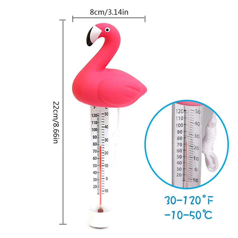 Water Thermometer Flamingo Floating Durable Swimming Pool Thermometer Cartoon Pond Temperature Monitor