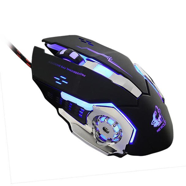 Gaming mouse 2.4G optical movement 5 adjustable DPI level, button wireless mouseled backlight mechanical sense#40: Black
