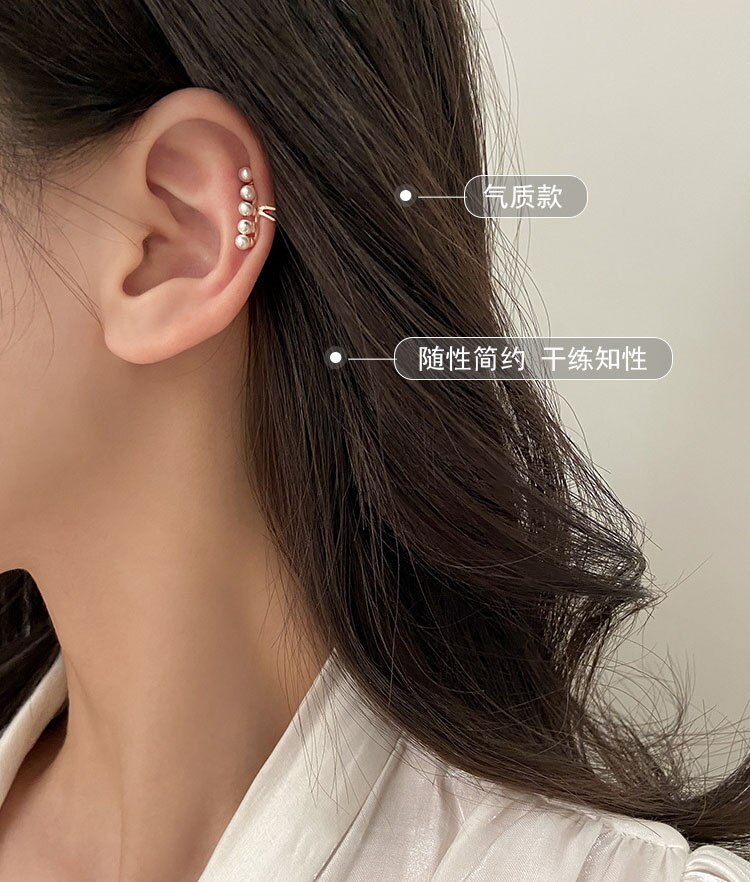 1 paar schick Perlen wickeln Earcuff Clips Ohrringe Elegante Nicht Ohr See Knorpel Clip auf Ohr Knochen Manschetten für Frauen mädchen