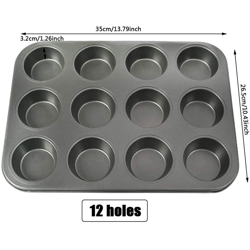 12 Cups Bakvorm Non-stick Cupcake Muffin Bakken Pan Carbon Staal Bakplaat Lade Taart Biscuit Tin Bakware bakken Levert: Default Title