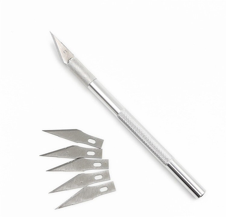 Zilver Wit Aluminium Art Carving Mes Enkele Set Met 5 Stuks Blade