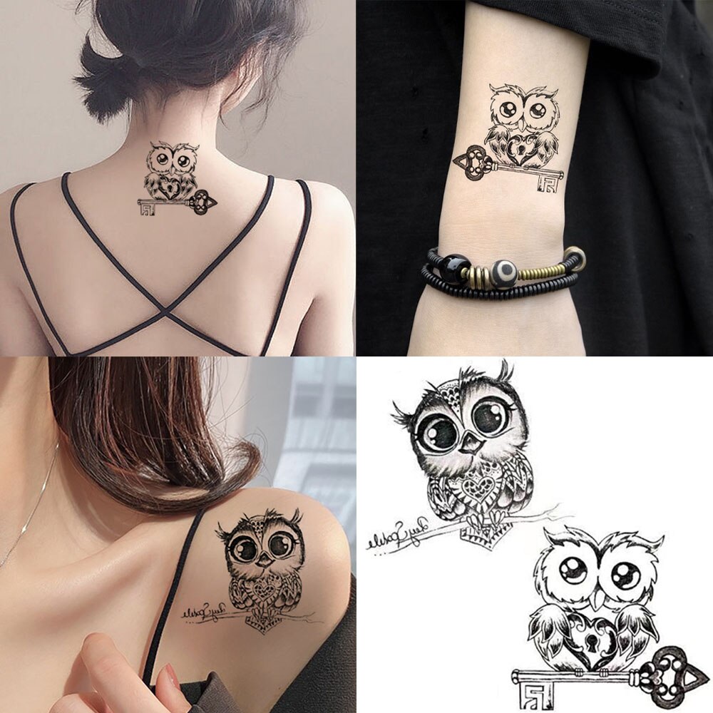 Waterdichte Leuke Uil Tijdelijke Tattoo Stickers Niet Giftig Snelle En Duurzame Body Art Arm Flash Vrouwen Mannen Meisje Dier tattoo Sticker