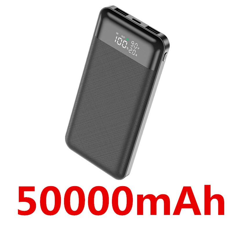 Power bank 90000mAh portable charger for Samsung Xiaomi mi mobile external battery power bank 90000 mAh mobile phone: Black-50000mAh