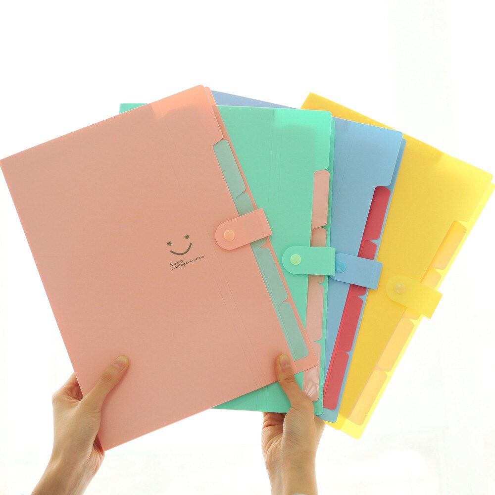 A4 Bestand Document Bag Pouch Bill Map Houder Organizer Fastener Kantoorbenodigdheden Verse Snoep Kleur Multi-layer Bestandsmap bestand
