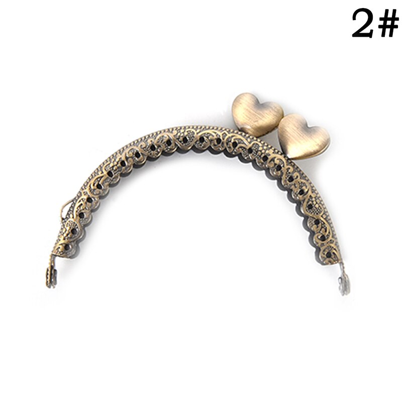 1PC 8.5cm Metal Heart Coin Purse Frame Handle Kiss Clasp DIY Bag Clutch Accessory: style 2