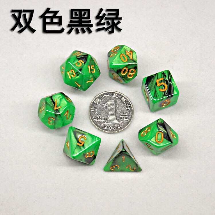 Multi-mix farve 7 stk terning sæt trgp spil polyhedron  d4-d20 multi-facetteret terningtårn akryl dados rpg multi-faced dnd terninger: H