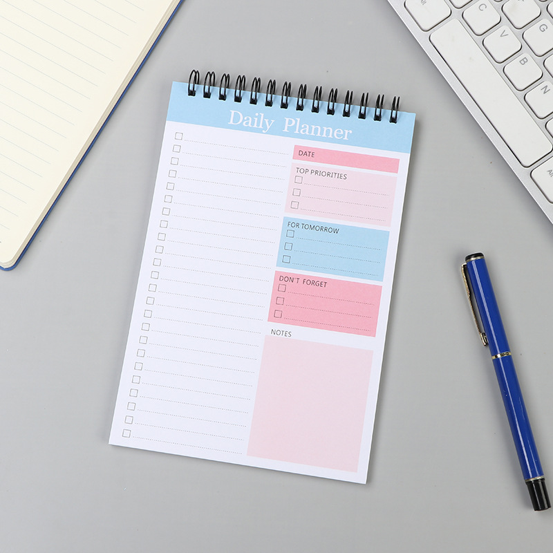 52 vellen ongedateerde takenlijst notitieboekje spiraal notitieblok dagelijkse planning uurplanning notitieboekje schoolbenodigdheden briefpapier: Blauw