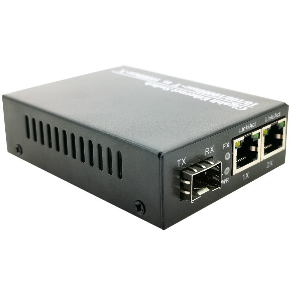 SFP Fiber media Converter om RJ45 Gigabit Media Converter SFP 2*10/100/1000 M Ethernet Converter transceiver fiber optische schakelaar