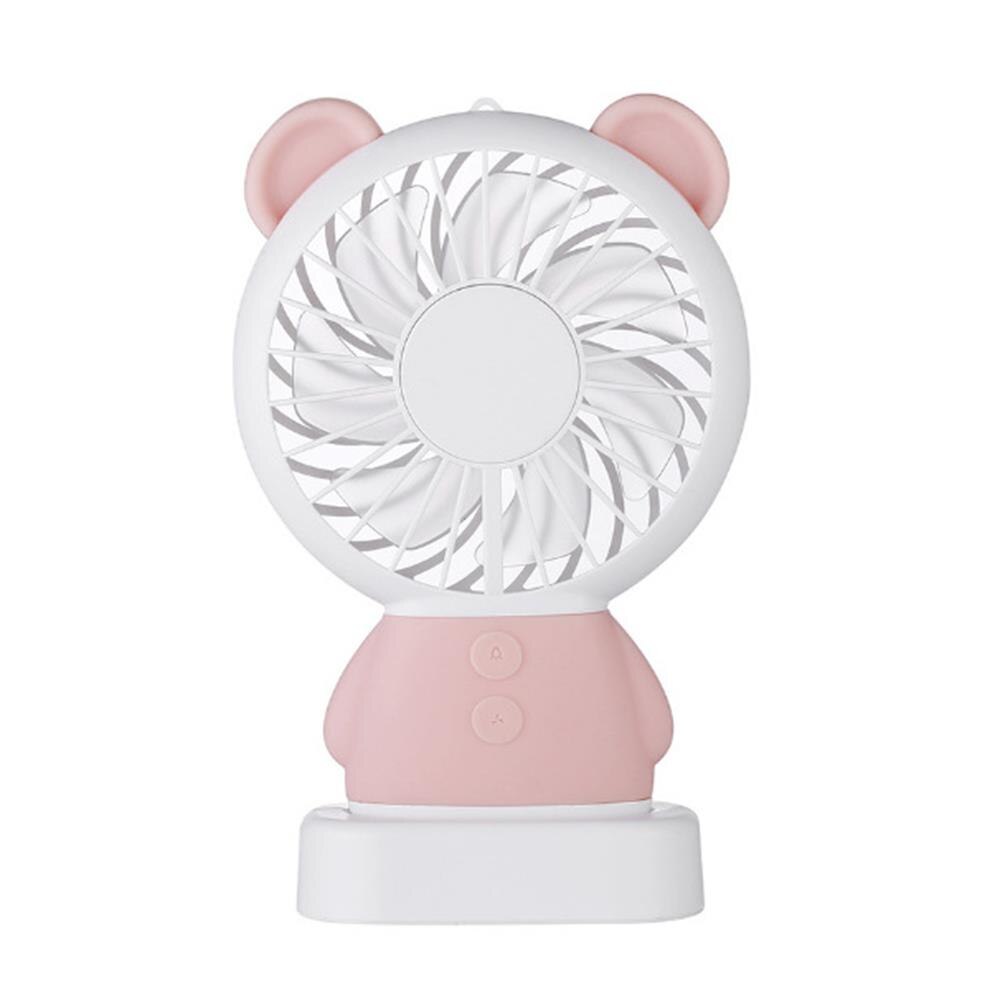 Ventilador portátil de bolsillo con luces coloridas de dibujos animados, ventilador de refrigeración para exteriores de verano de 800mAh Mini: pink bear
